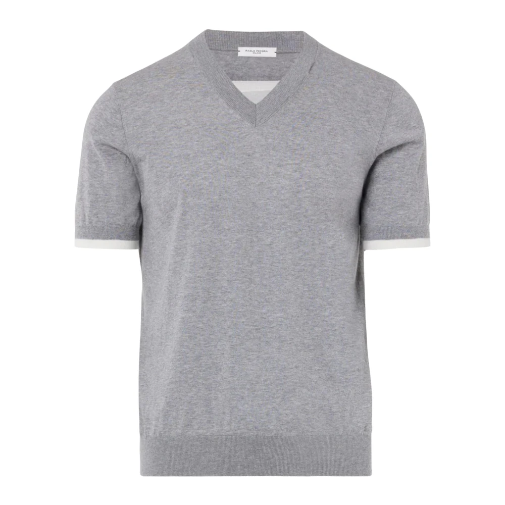 Paolo Pecora Women's Gray V-Neck Knitwear, M, Melange V-Neck Jumper