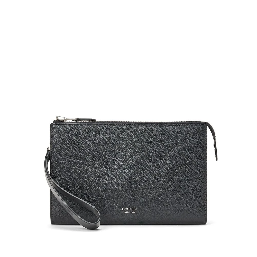 Tom Ford Svart läder Bum Bag Logo Print Black, Herr