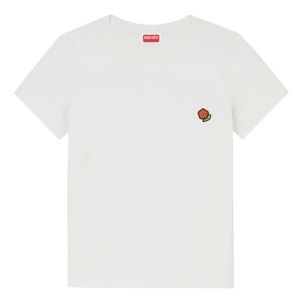 Kenzo Geribbelde kraag katoenen ronde hals T-shirt White Dames