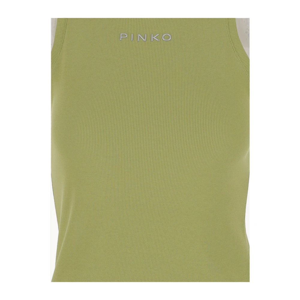 pinko Groene Stretch Katoenen Tanktop Green Dames