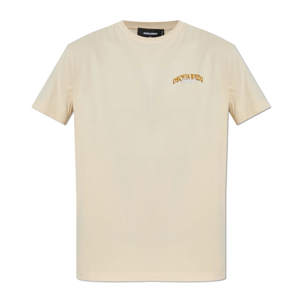 Dsquared2 Men's Beige T-Shirt With Logo - T-Shirts - Xl - Tops