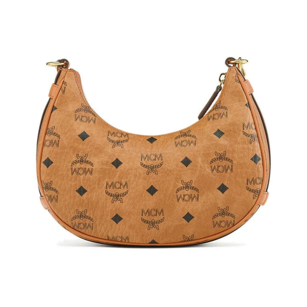 MCM Aren sikkelvormige Hobo in Visetos Brown Dames
