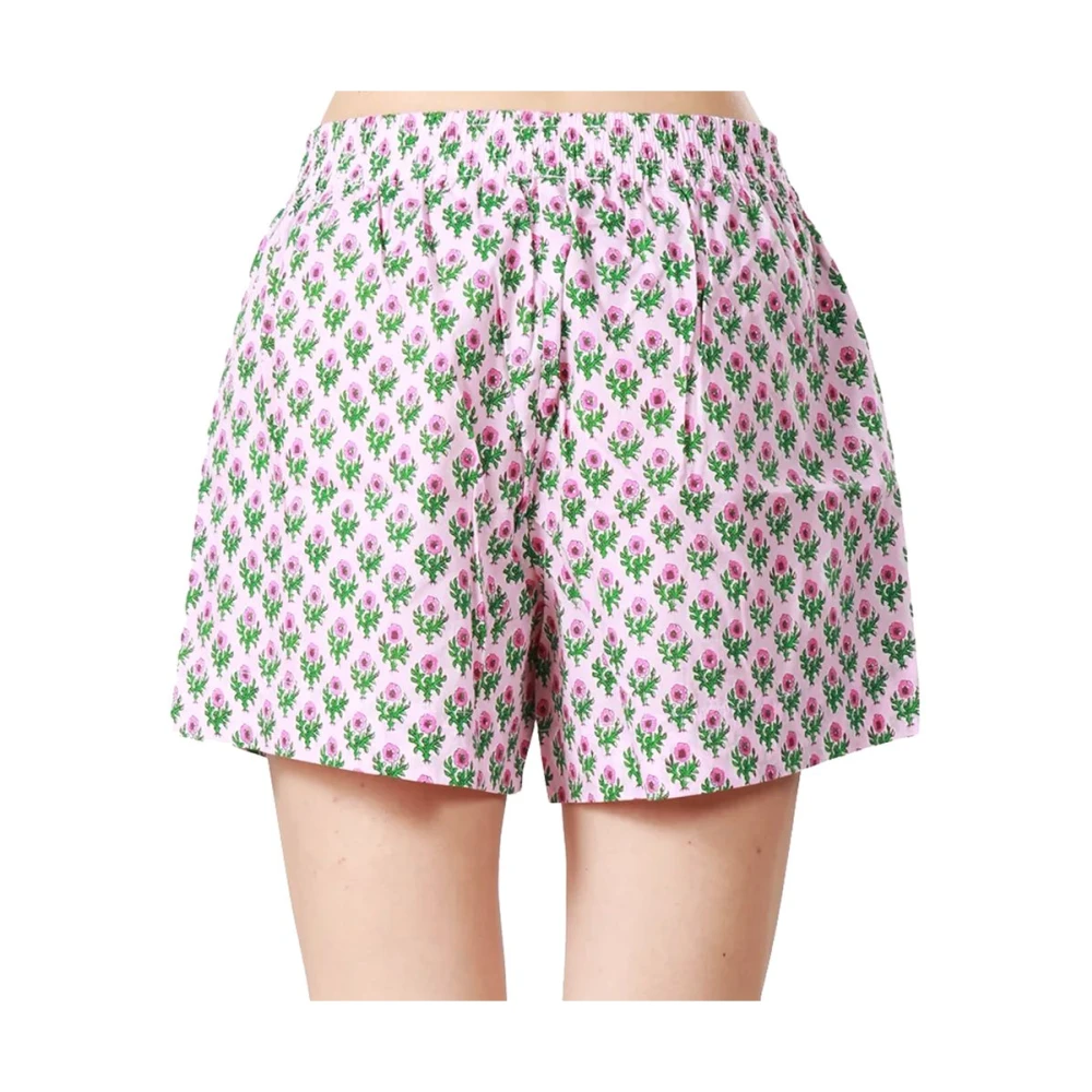 MC2 Saint Barth Bloemenkatoenen shorts roze elastische taille Multicolor Dames