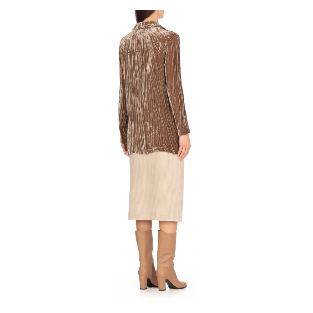 Antonelli Firenze Bruine Fluwelen Blazer Klassieke Reverskraag Brown Dames