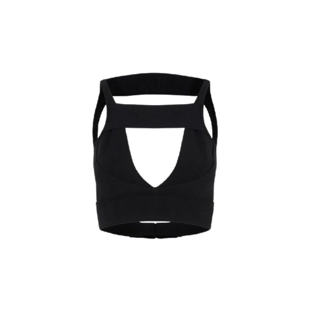 Rick Owens Cut-Out Gedetailleerde Cropped Gebreide Top Black Dames