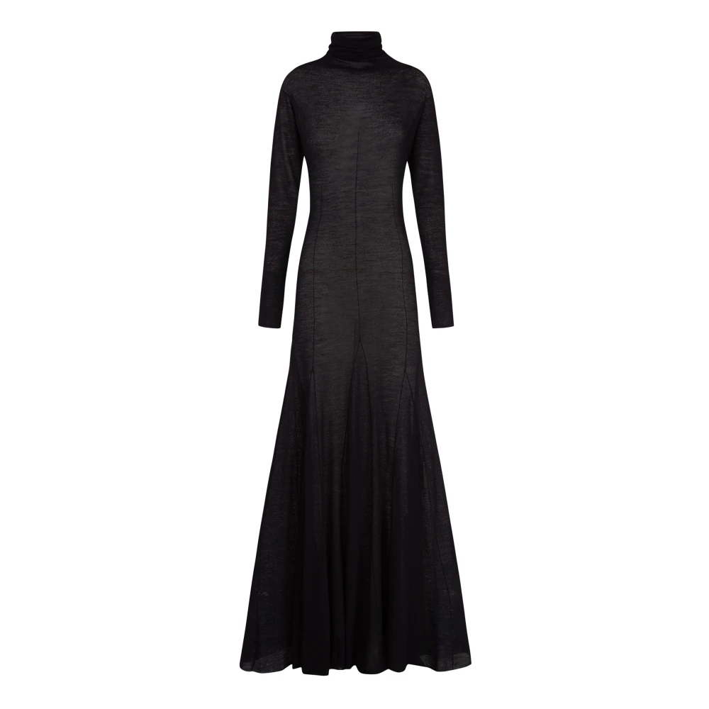 Cortana Zwarte wollen jurk met godets Black Dames