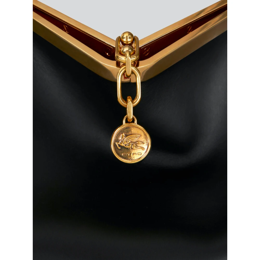 ETRO Zwarte Leren Schoudertas Vela Black Dames