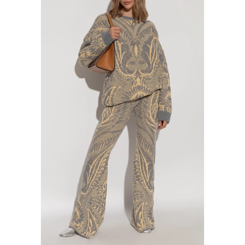 ETRO Wollen broek met uitlopende pijpen Gray Dames