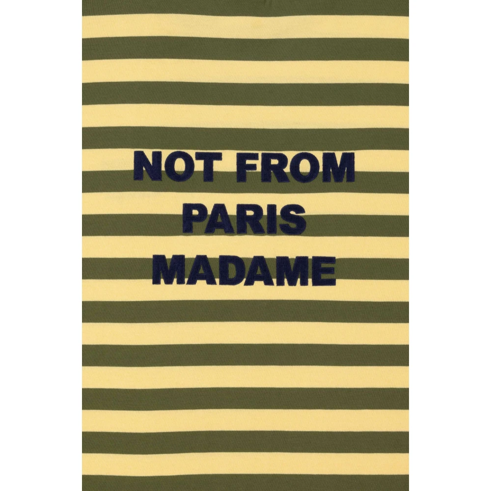 Drole de Monsieur Gestreept Slogan T-shirt Yellow Heren