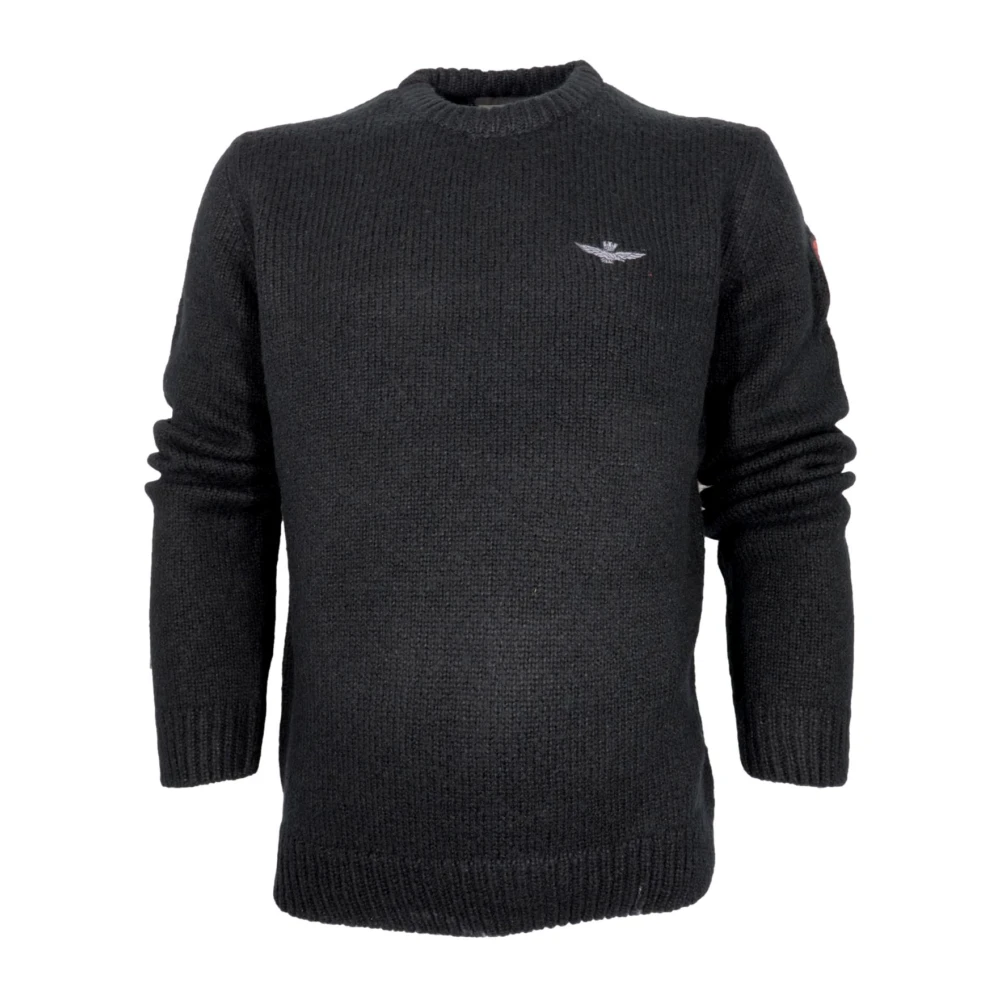 Aeronautica militare Militaire stijl wollen trui Black Heren