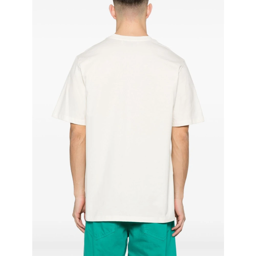 Msgm Heren Logo Print Wit T-shirt White Heren
