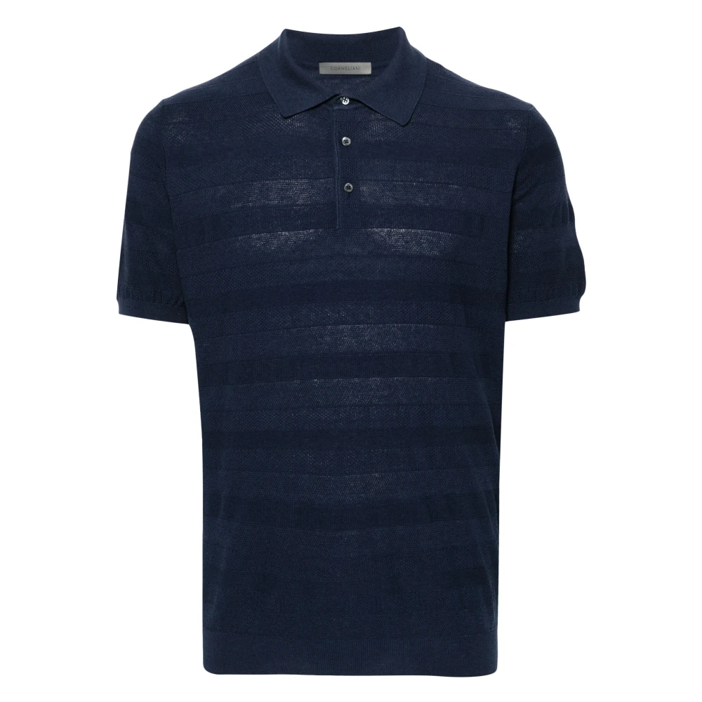 Corneliani Blauw Zijde Katoen Polo Shirt Blue Heren