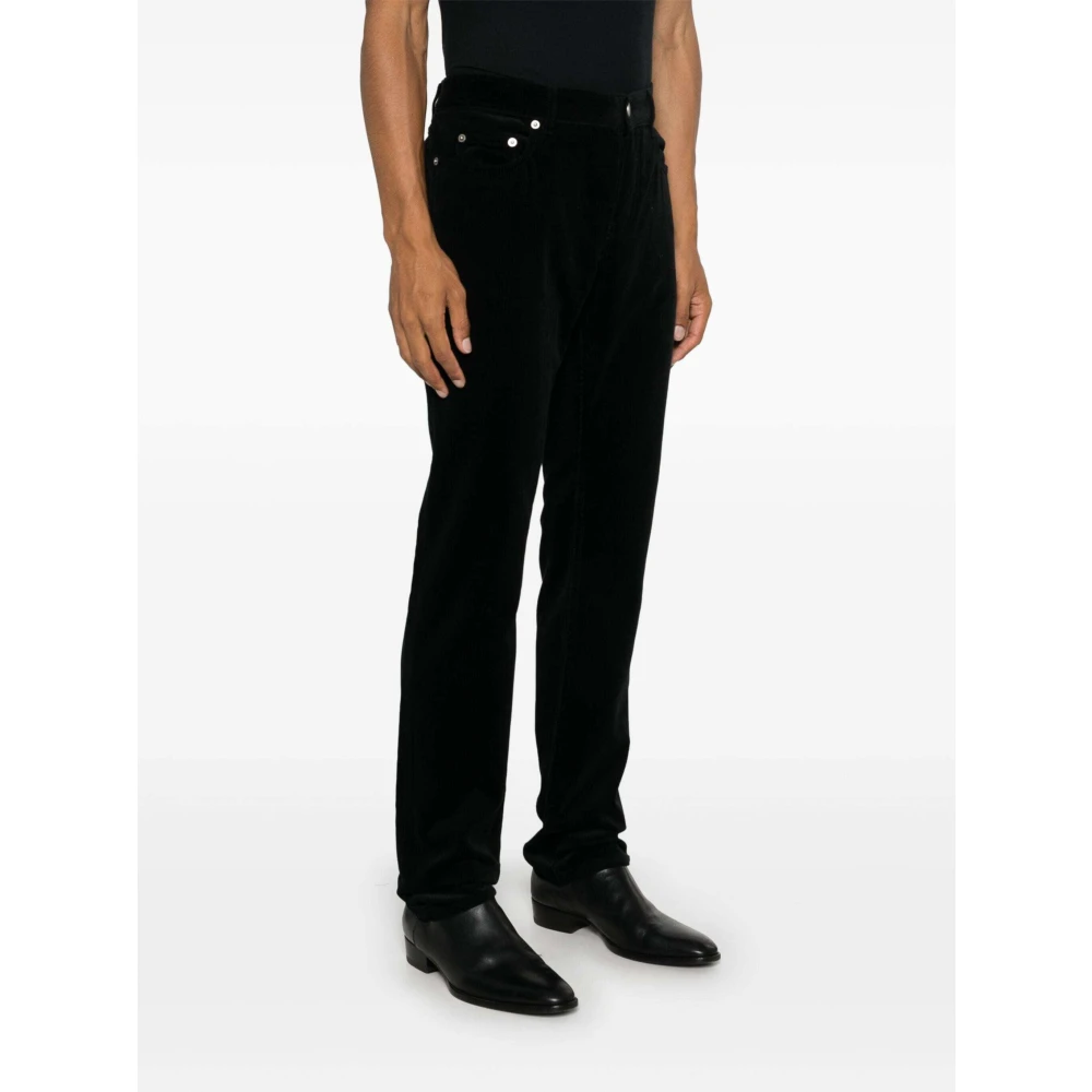 Saint Laurent Slim Corduroy Broek Diep Zwart Black Heren