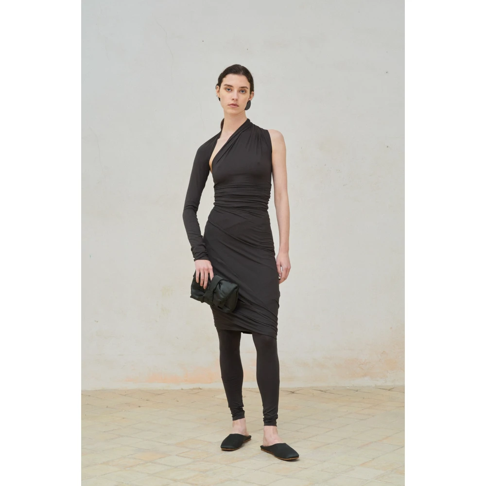 Cortana Hoge taille midi-rok in grafiet Black Dames