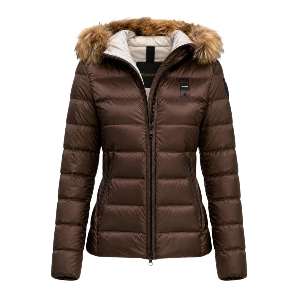 Piumino Blauer donna marrone in piuma Arcadia cappuccio bordato - Immagine 3