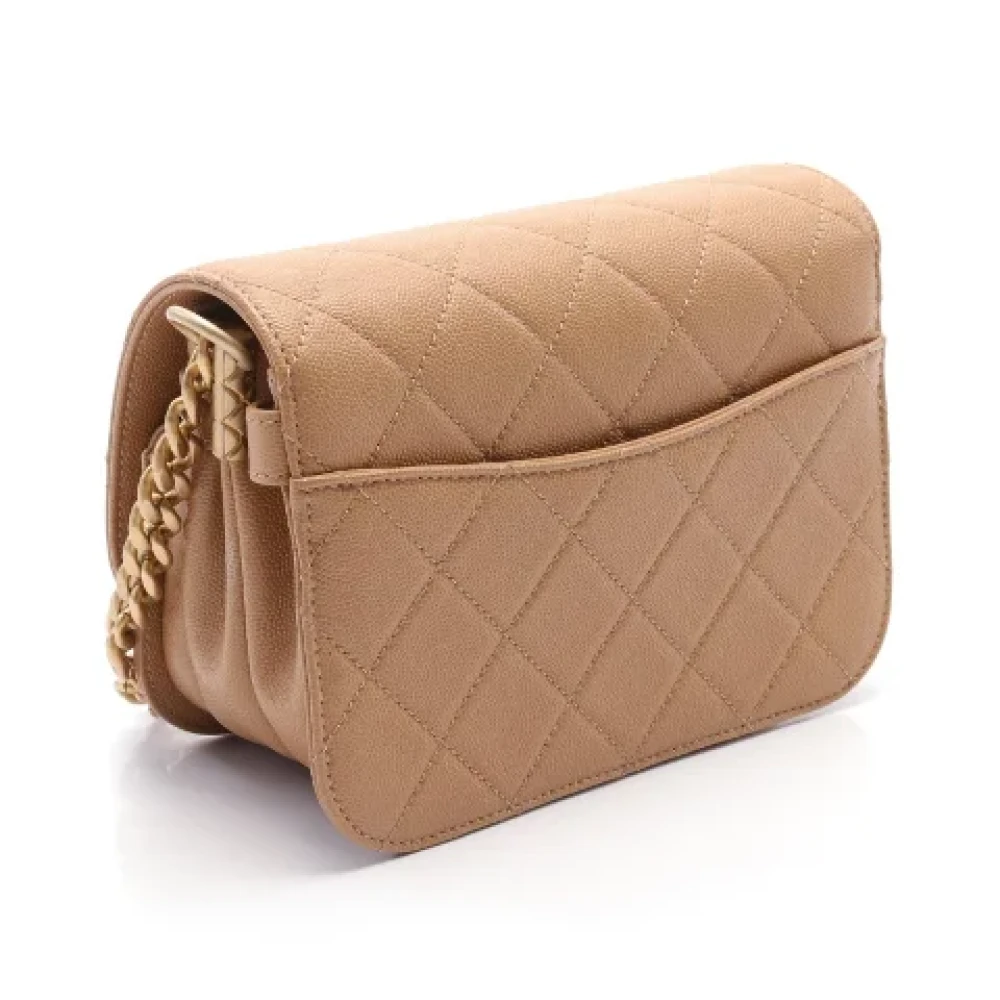 Chanel Vintage Pre-owned Leather crossbody-bags Beige Dames