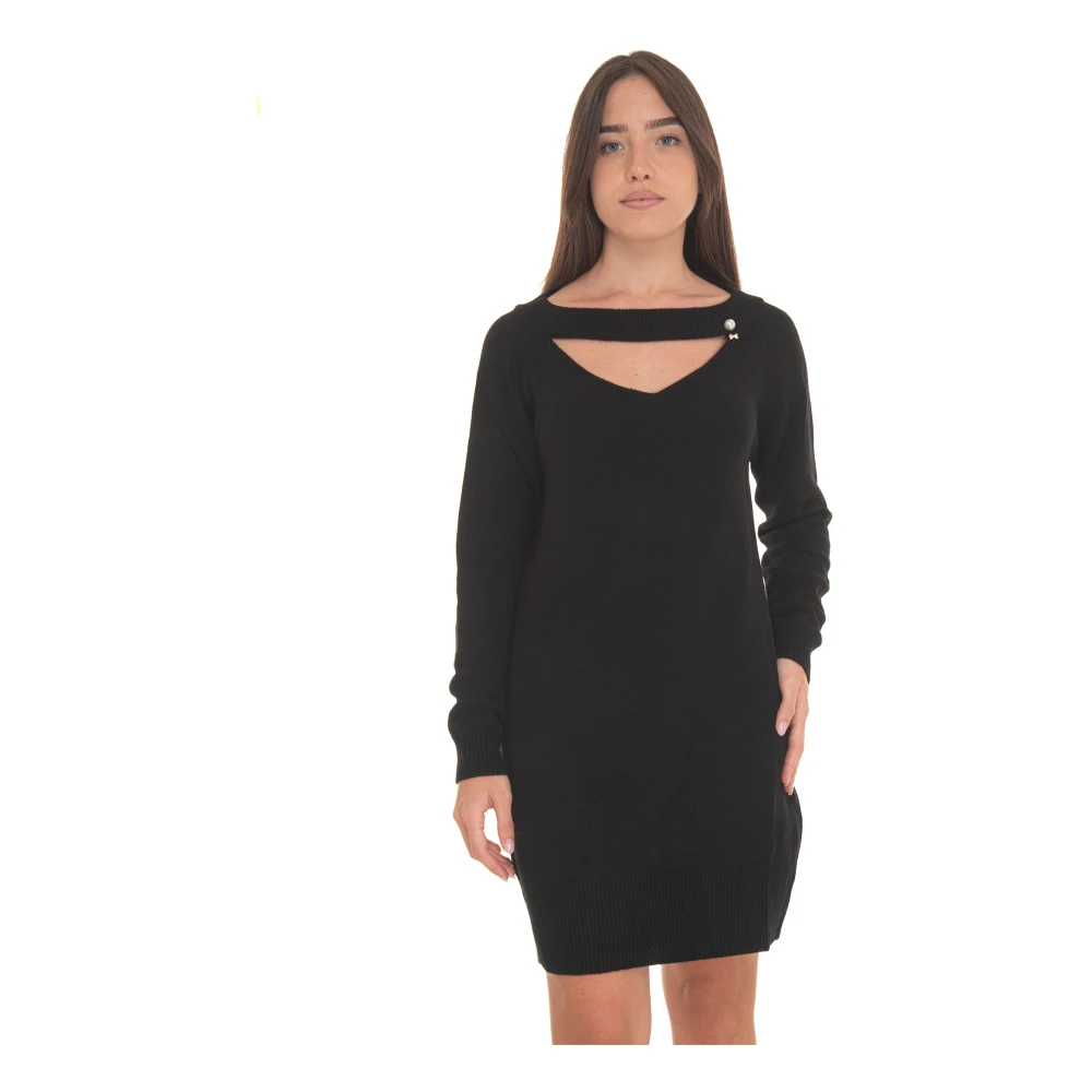 Liu Jo Wollen Jurk met Parels Black Dames