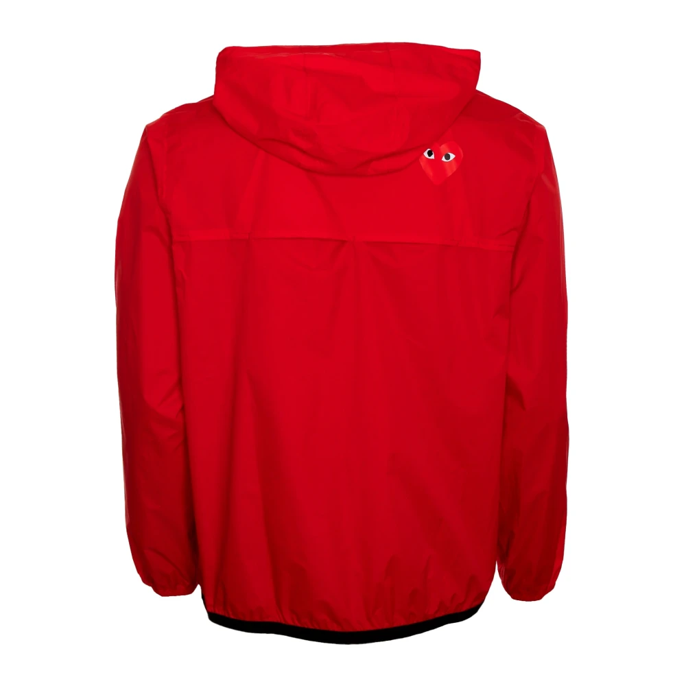 Comme des Garçons Play Volledige Rits Hoodie Regenjas Red Heren