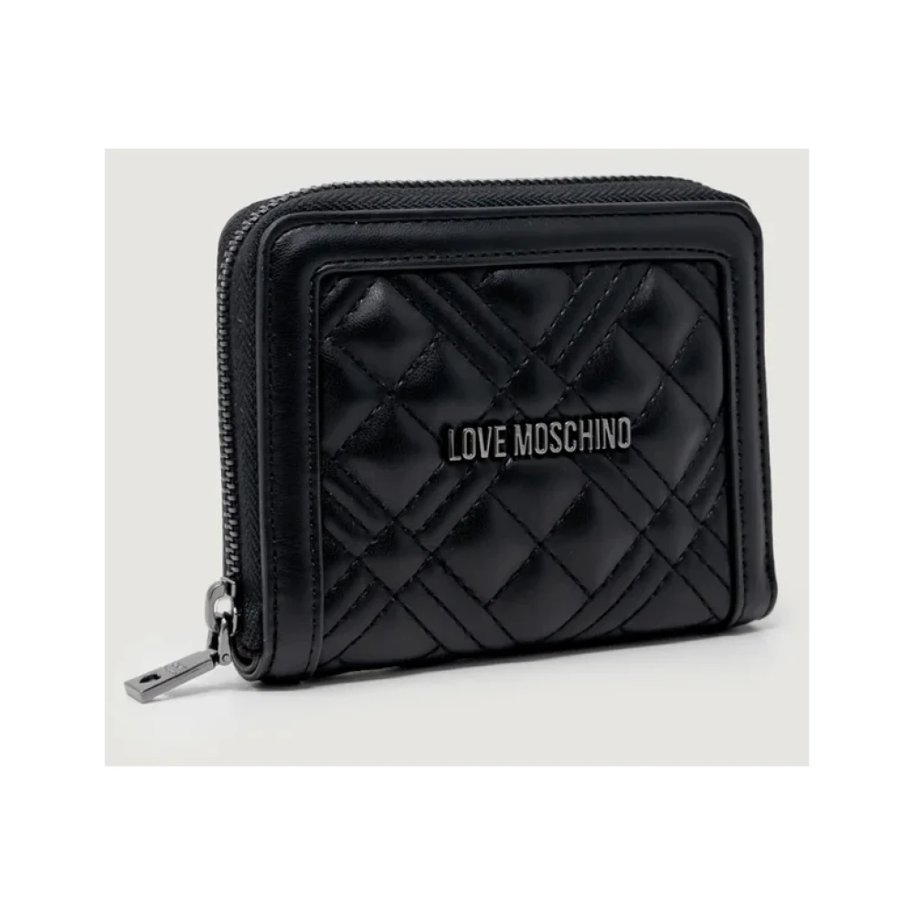 Love Moschino Zwarte Portemonnee met Logo en Rits Black Dames