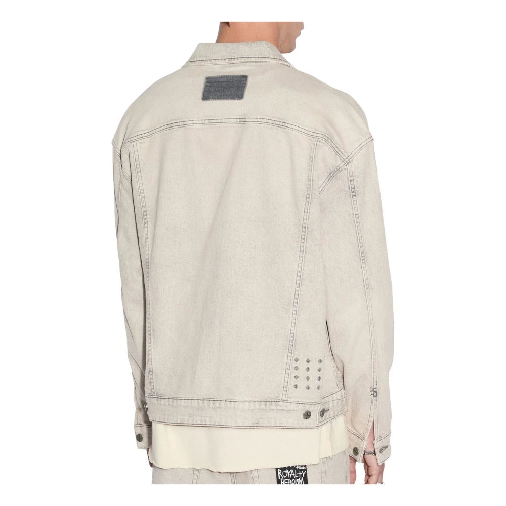 Ksubi Beige Denim Jack met Kruissteekborduurwerk Beige Heren
