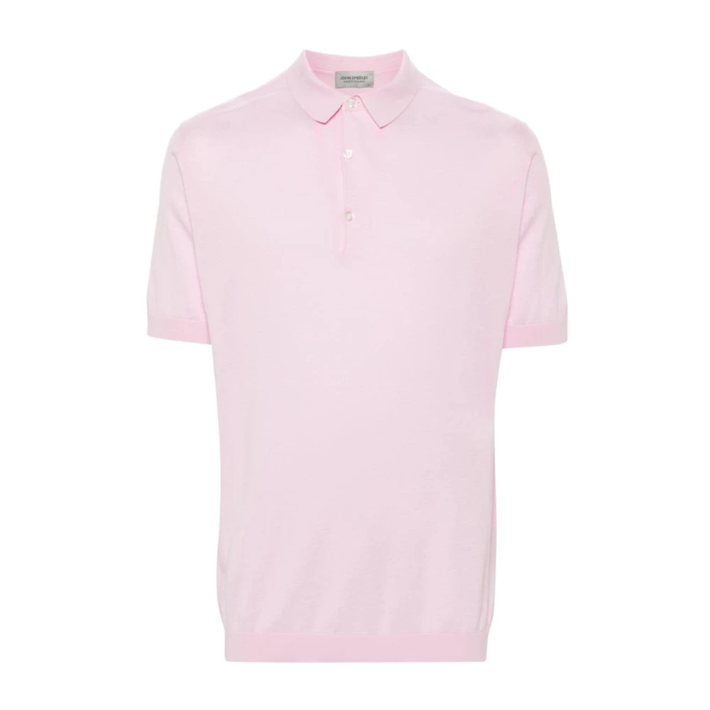 John Smedley Roze Katoenen Poloshirt Korte Mouwen Pink Heren