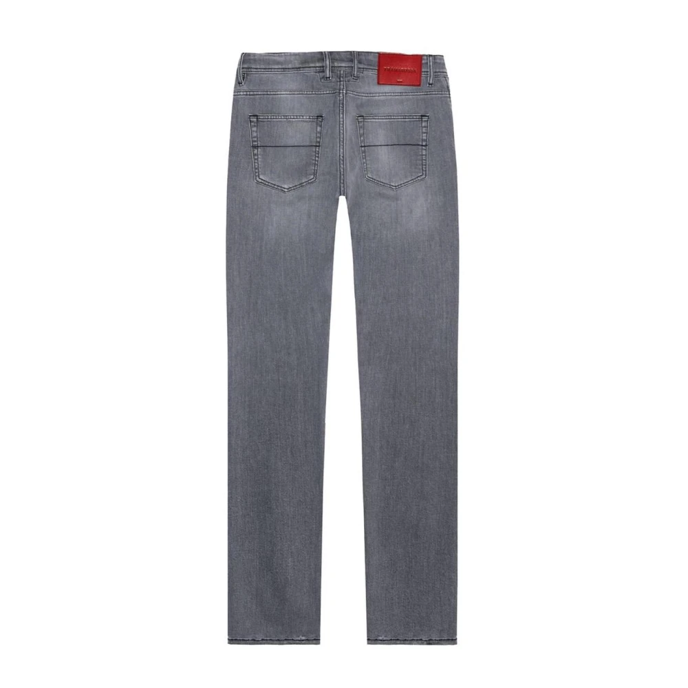 Tramarossa Grijze Straight Leg Jeans met Zwarte Stiksels Blue Heren