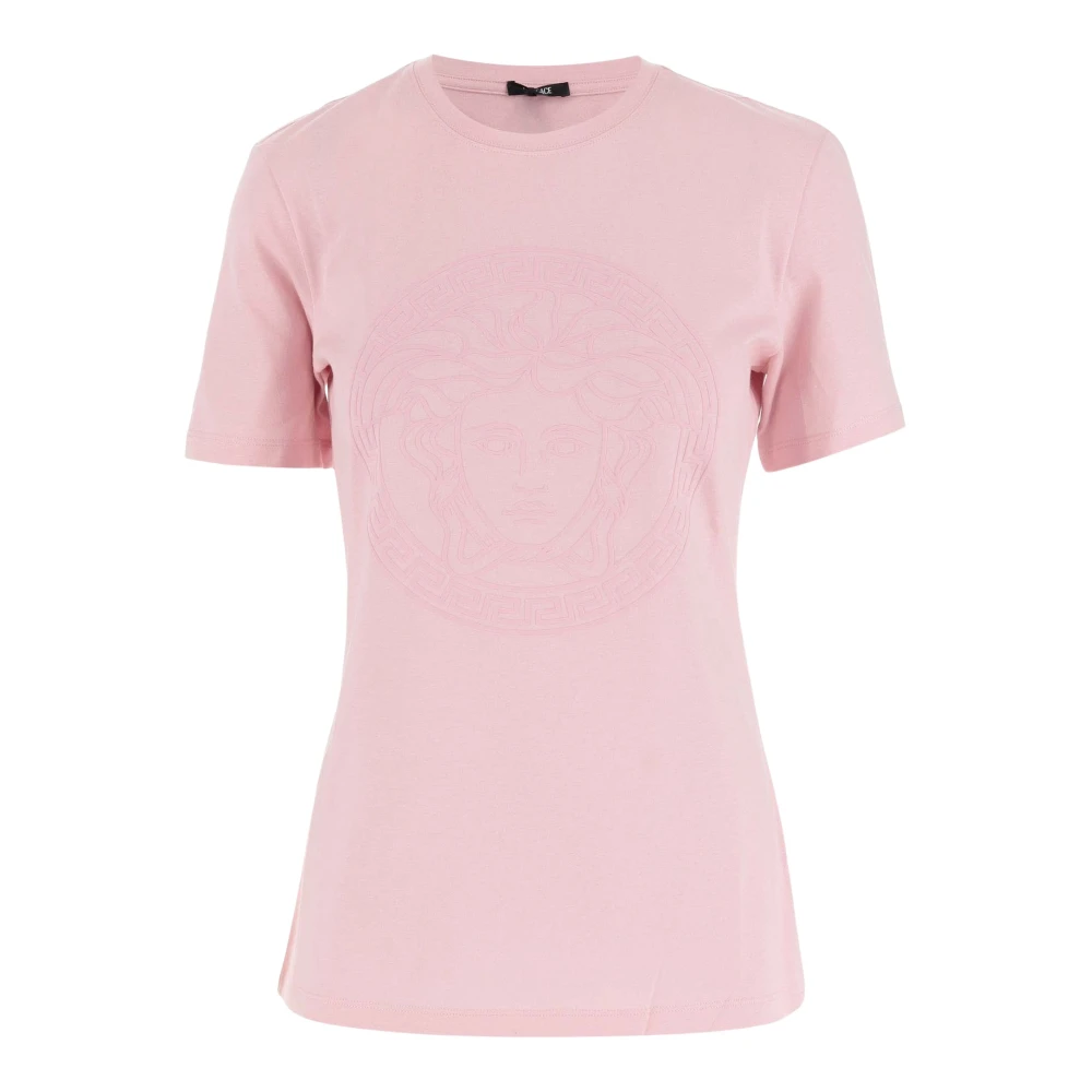 Versace Roze Crew Neck Tee voor Vrouwen Pink Dames