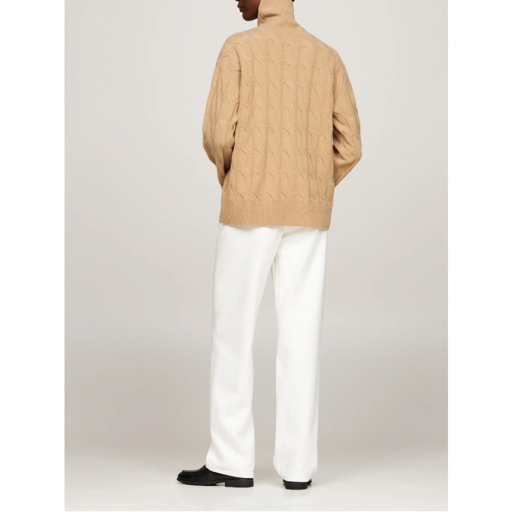 Tommy Hilfiger Zachte wol kabelgebreide trui Beige Dames