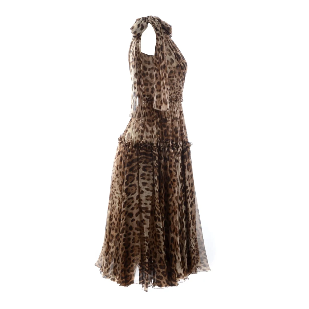 Dolce & Gabbana Lange jurk met dierenprint voor vrouwen Brown Dames