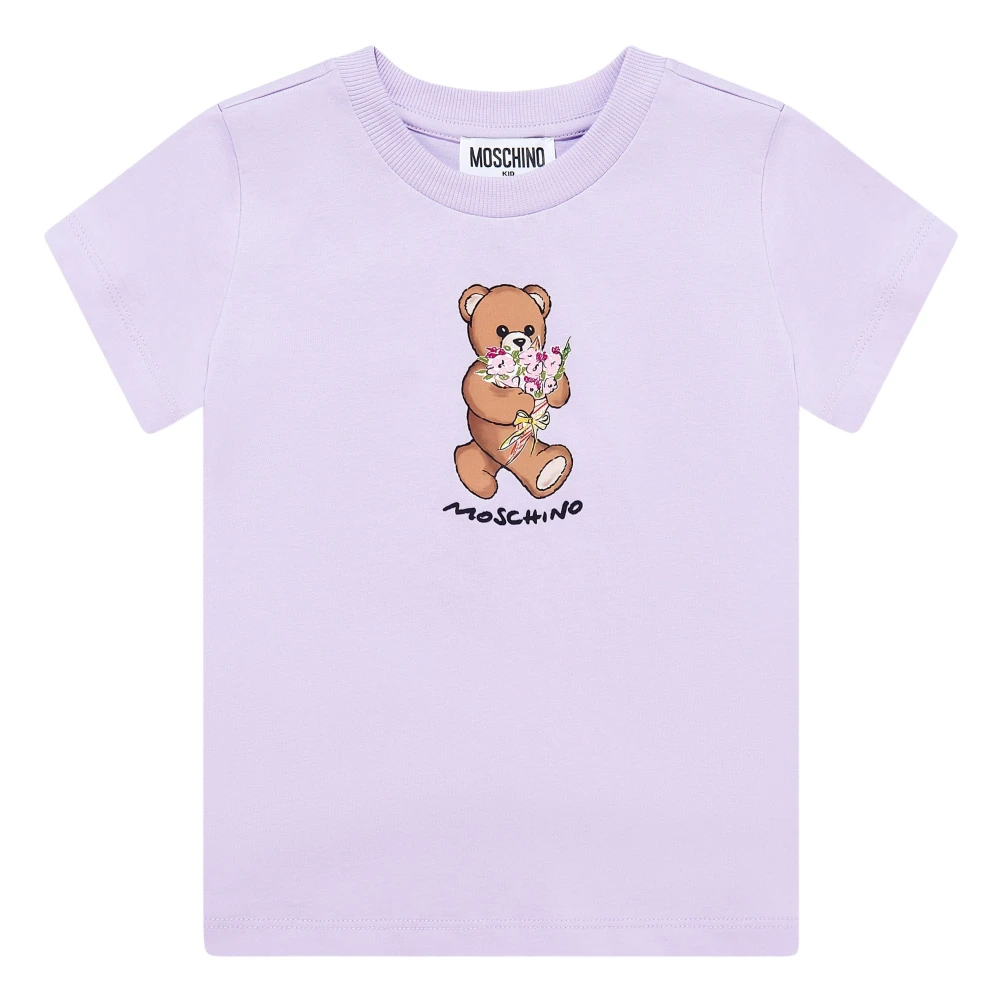 Moschino Girls Purple Kids Short Sleeve T-Shirts, 4 Y, Teddy Bear T-Shirt