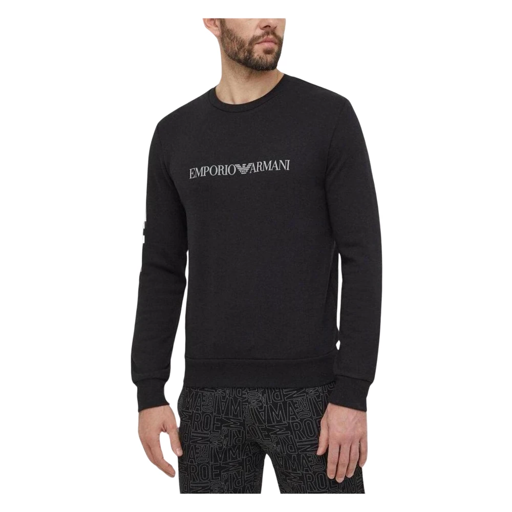 Emporio Armani Heren Hoodless Sweatshirt Lente Zomer Collectie Black Heren