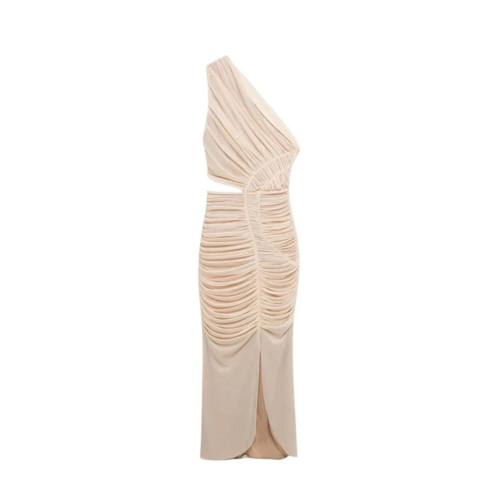 Simkhai Doorschijnende Overlay Midi Jurk met Uitsnede Beige Dames