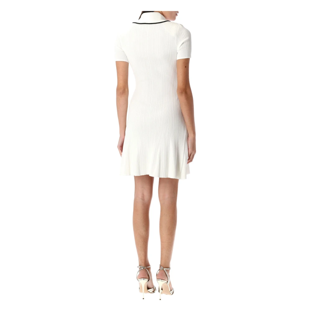 Self Portrait Witte Ribgebreide Mini Jurk White Dames