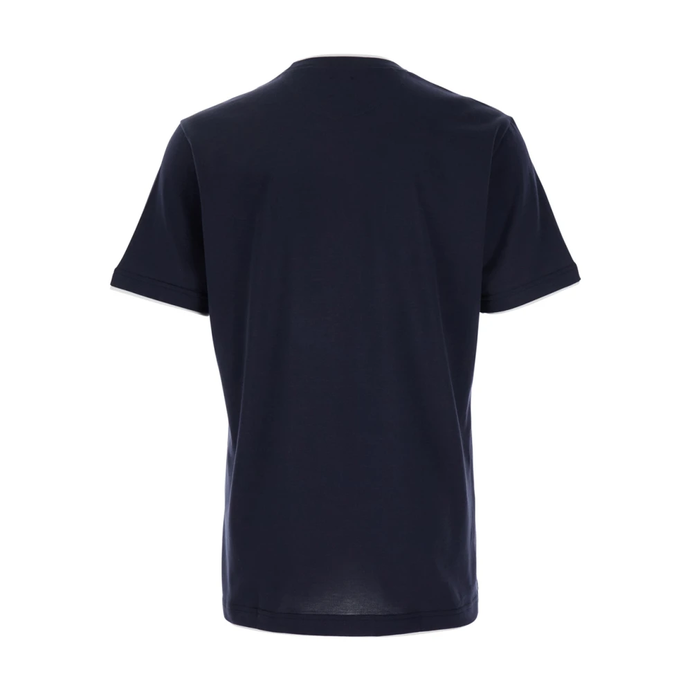 Eleventy Zwarte Crewneck T-shirt met gelaagde kraag Blue Heren