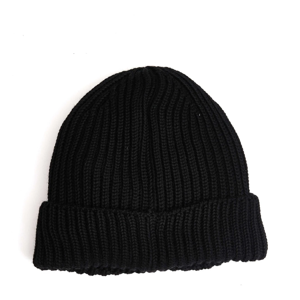 C.P. Company Zwarte Beanie Hoed met Goggle-details Black Heren