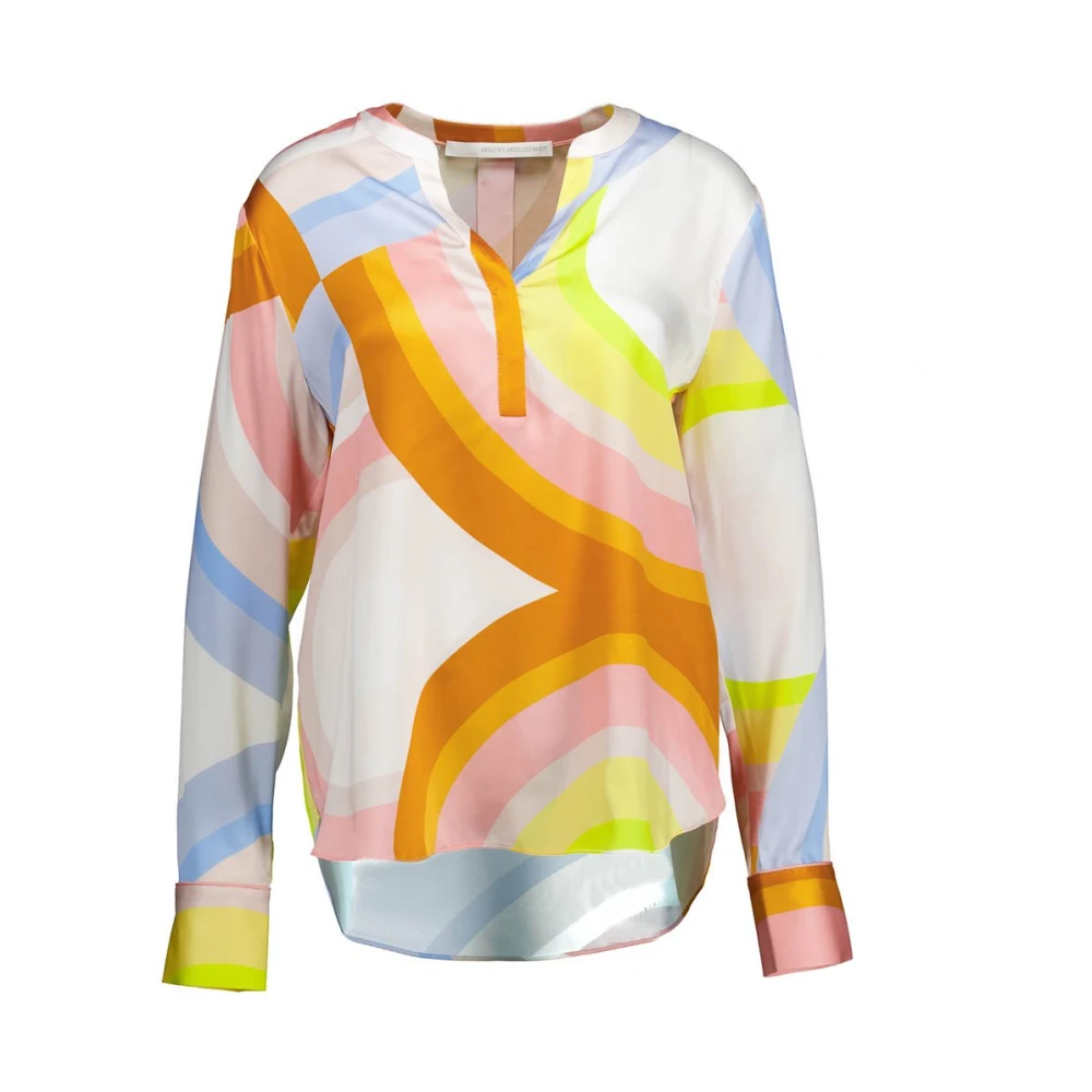 Herzen's Angelegenheit Gedrukte zijden blouse met V-hals en lange mouwen Multicolor Dames
