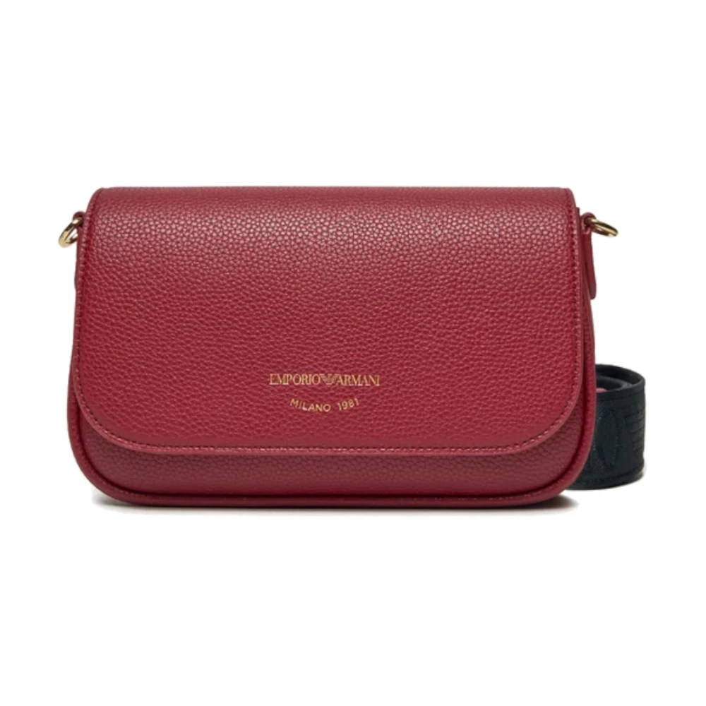 Emporio Armani Mini Tas Bordeaux met Zwart Logo Opschrift Red Dames
