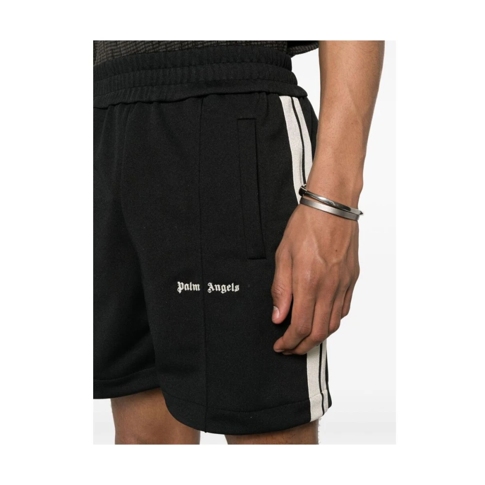 Palm Angels Zwarte Jersey Shorts met Zijstreep Detail Black Heren