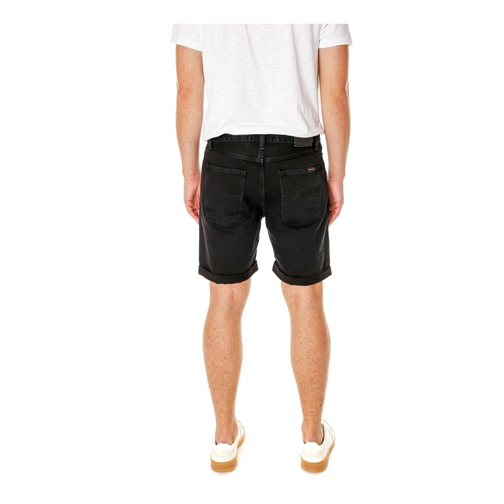 Nudie Jeans Denim Shorts Regular Fit Five-Pocket Style Black Heren