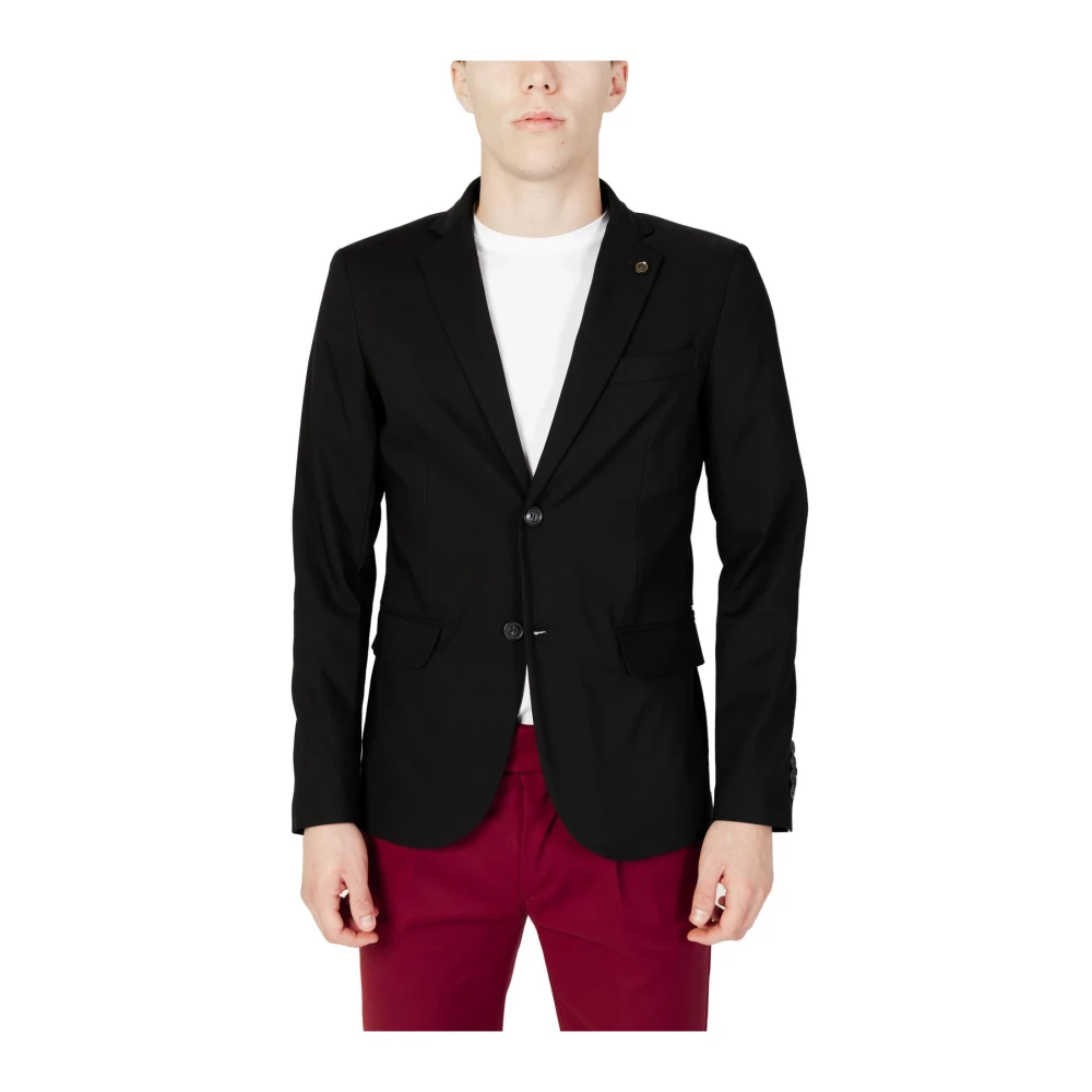 Gianni Lupo Men's Black Button-Up Blazer