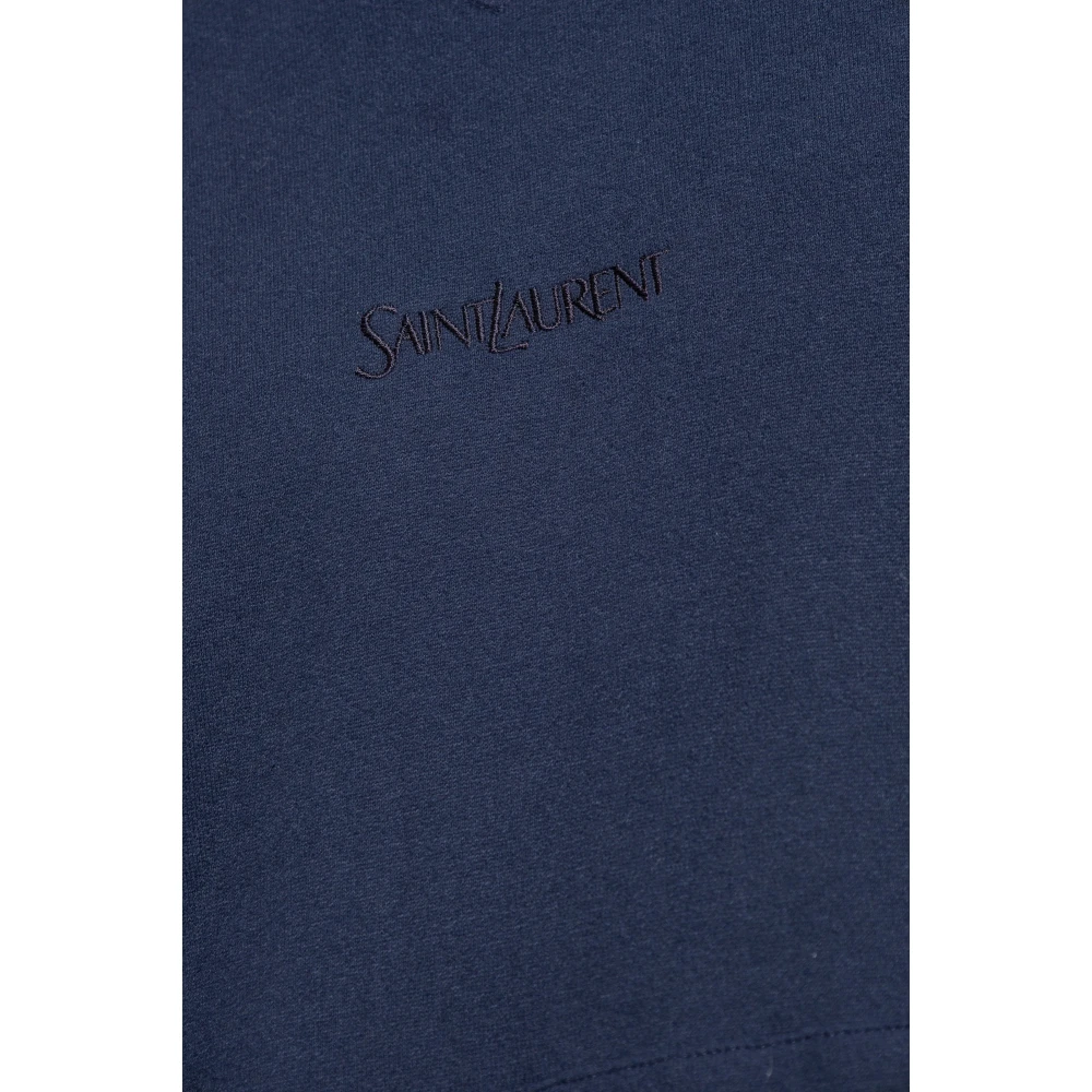 Saint Laurent Hoodie met logo Blue Heren