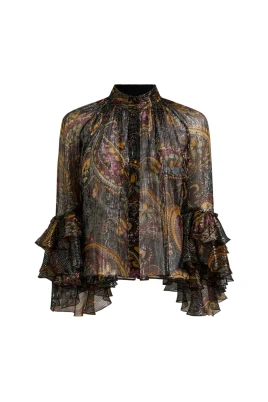 Sidenblus med paisley-mönster