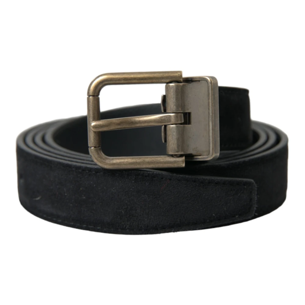 Dolce & Gabbana Elegante Suède Leren Riem Black Heren