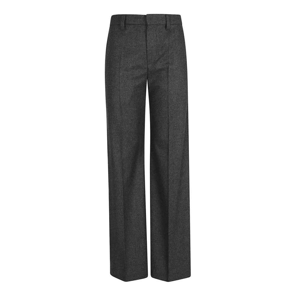 BRUNELLO CUCINELLI Luxe Grijze Wollen Flanellen Broek Gray Dames