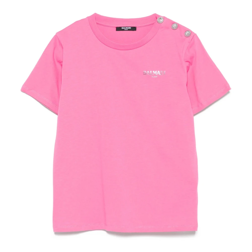 Balmain Unisex Pink Casual Cotton T-Shirt