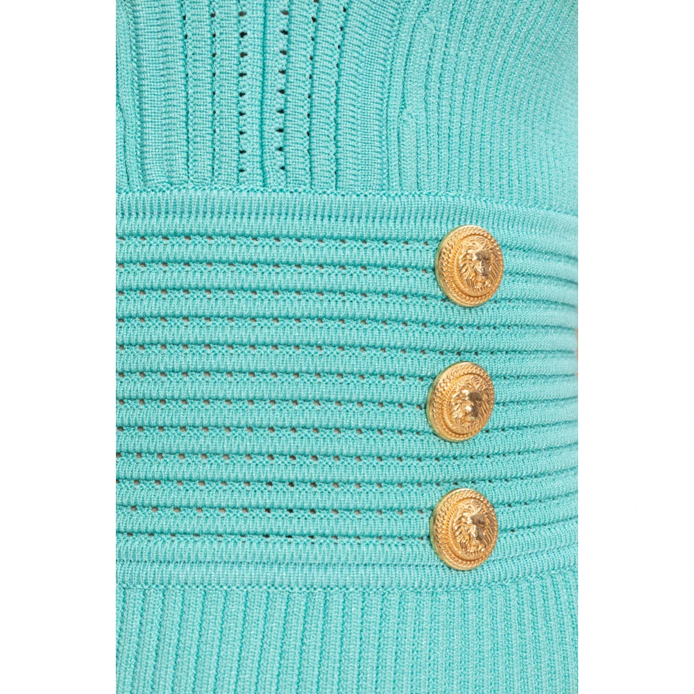 Balmain Jurk met V-hals Blue Dames