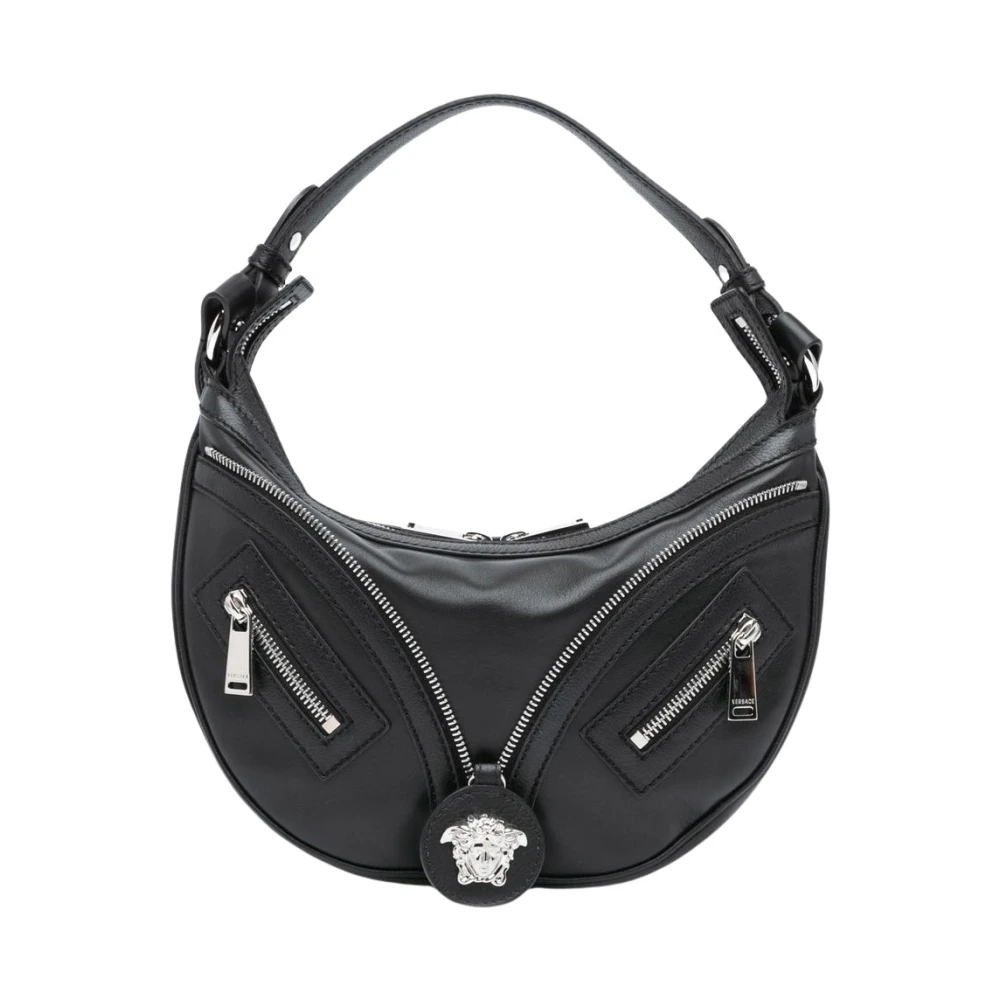 Versace Pre-Owned Women's Black Pre-Owned Small Leather Repeat Satchel