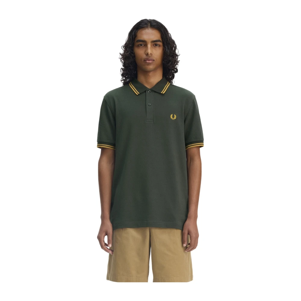 Fred Perry Groen Poloshirt met Dubbele Streep Green Heren