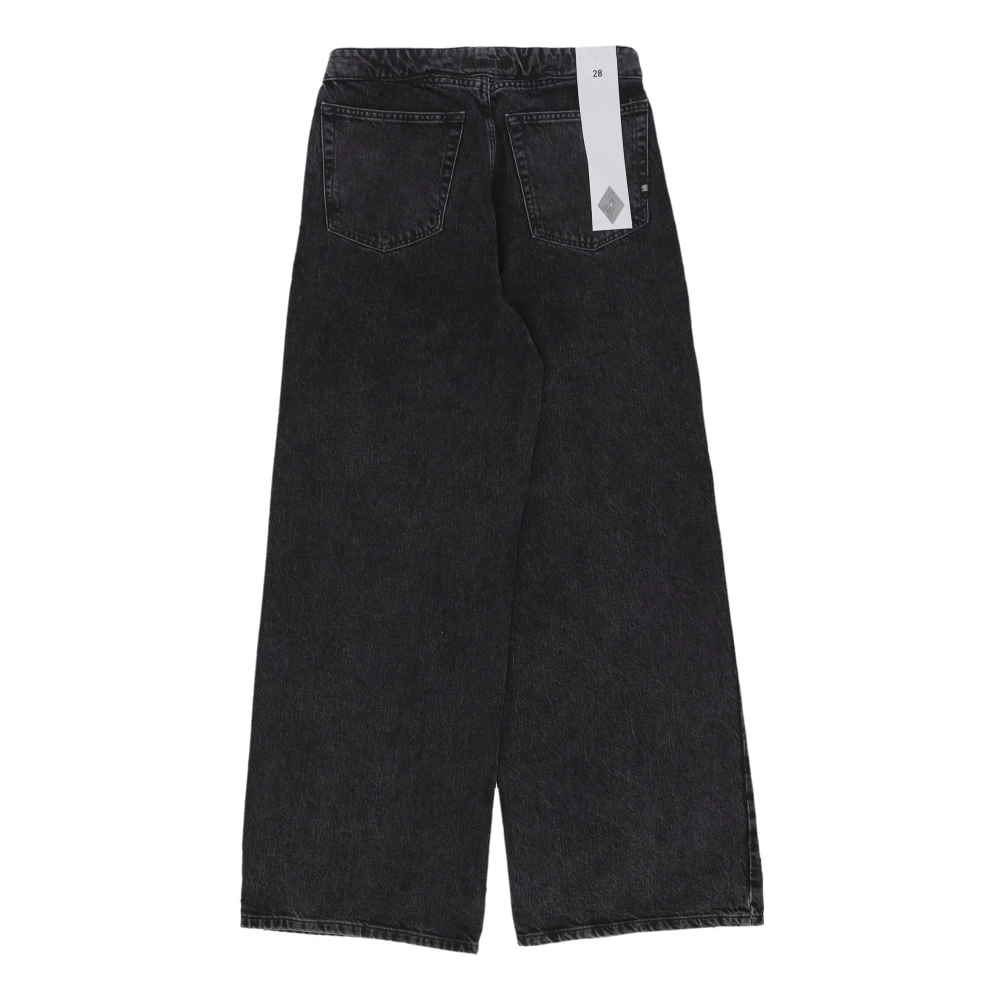 Amish Zwarte Oprolbare Denim Jeans Black Dames