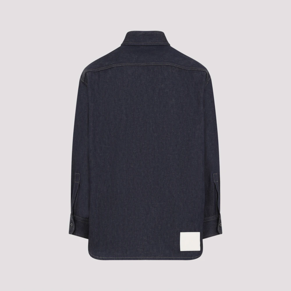 Valentino Donkere Denim Overhemd Blue Heren